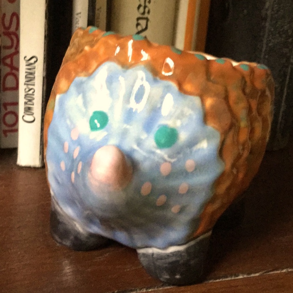 Hedge hog ceramic pottery artisan farmer’s market planter chic shabby rustic